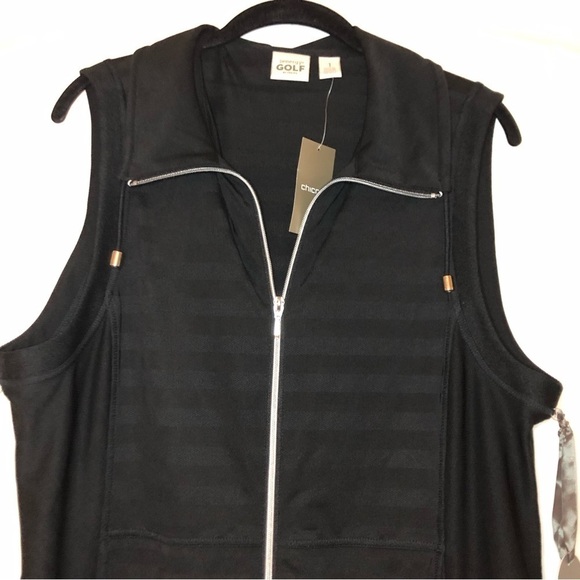 NWT Zenergy By Chico’s Black Mesh Sleeveless Zip-Up Vest Size Medium - Picture 2 of 10